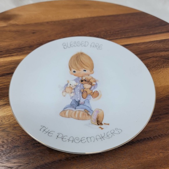 Precious Moments Vintage Blessed Are The Peace Makers Plate - Picture 1 of 5